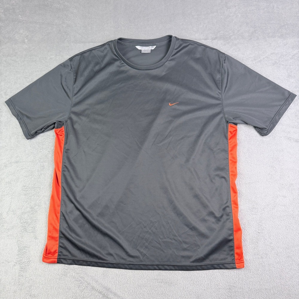 Nike Mens XXL Gray Orange Side Panel Athletic Training T-Shirt U5SID 197518